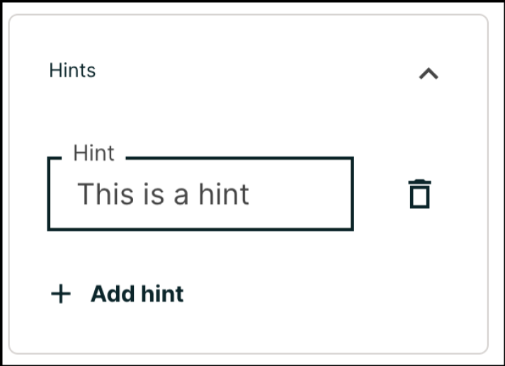 Image of the hints settings.